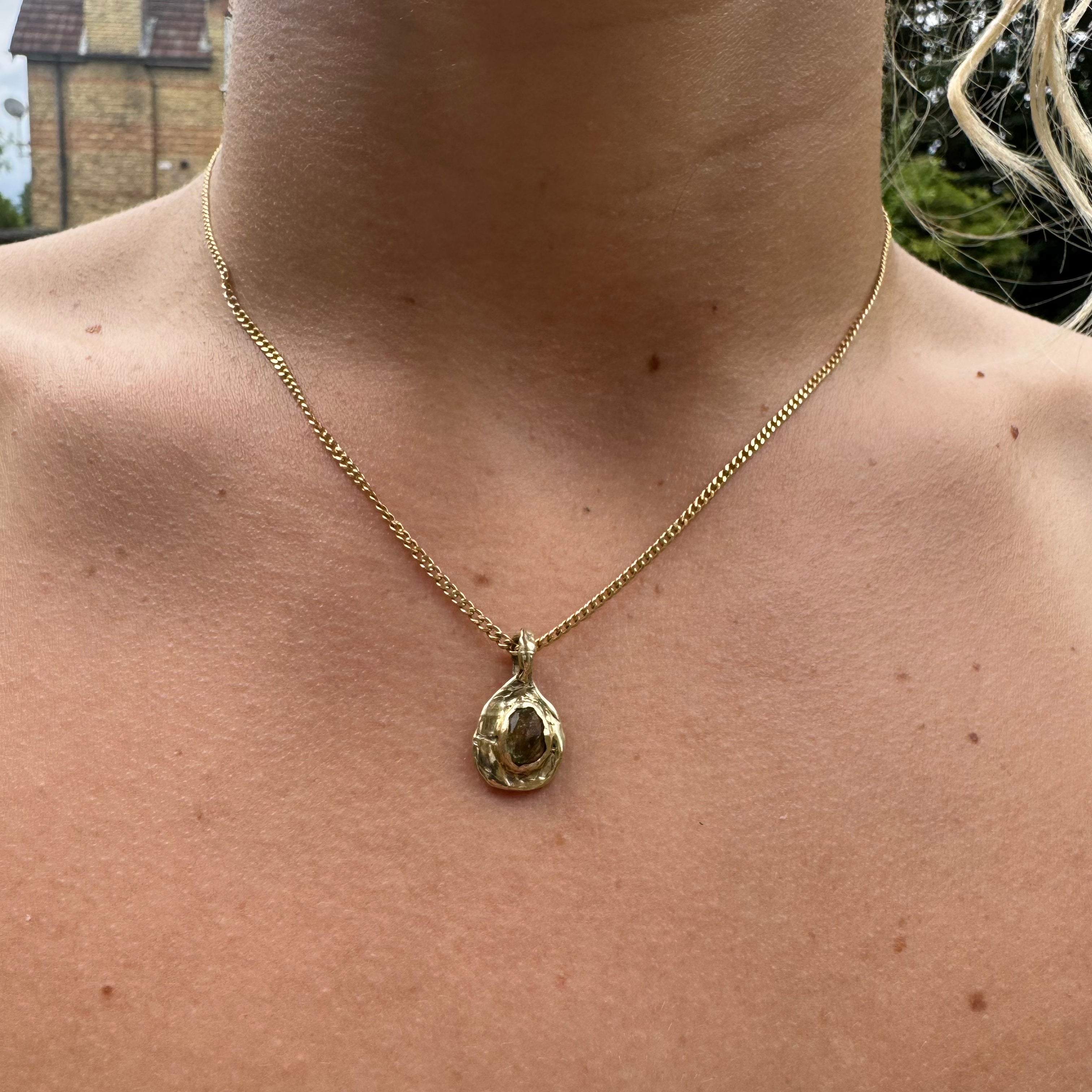 Green Droplet Pendant - 9ct