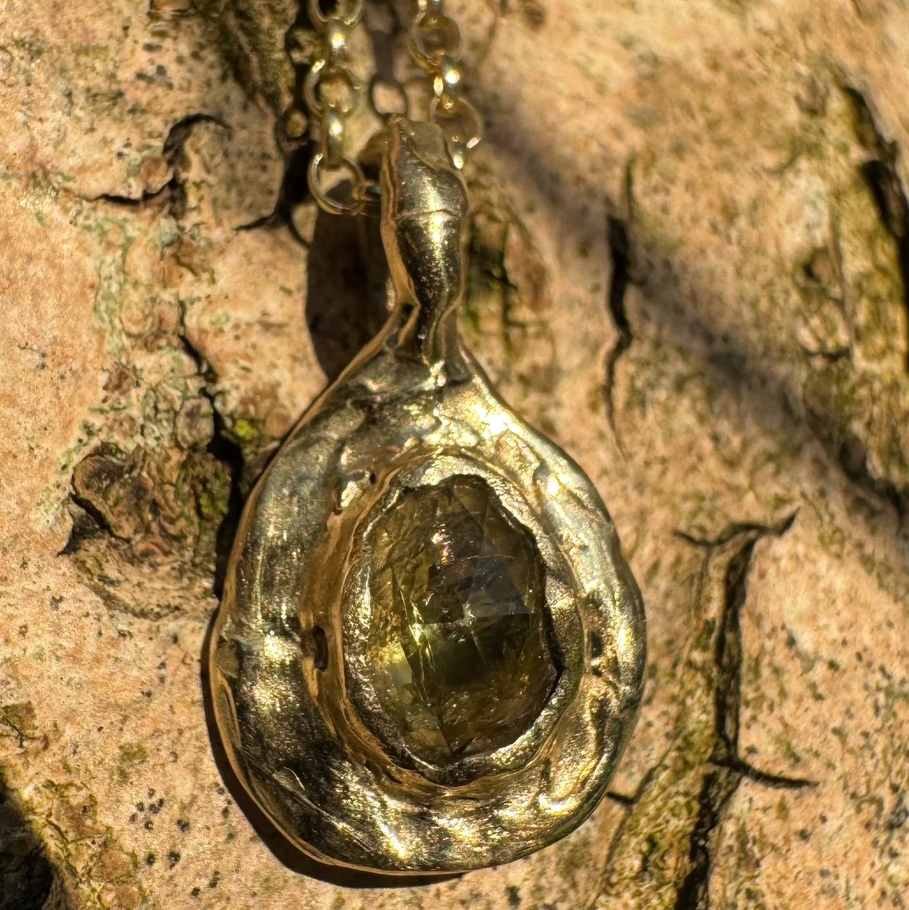 Green Droplet Pendant - 9ct