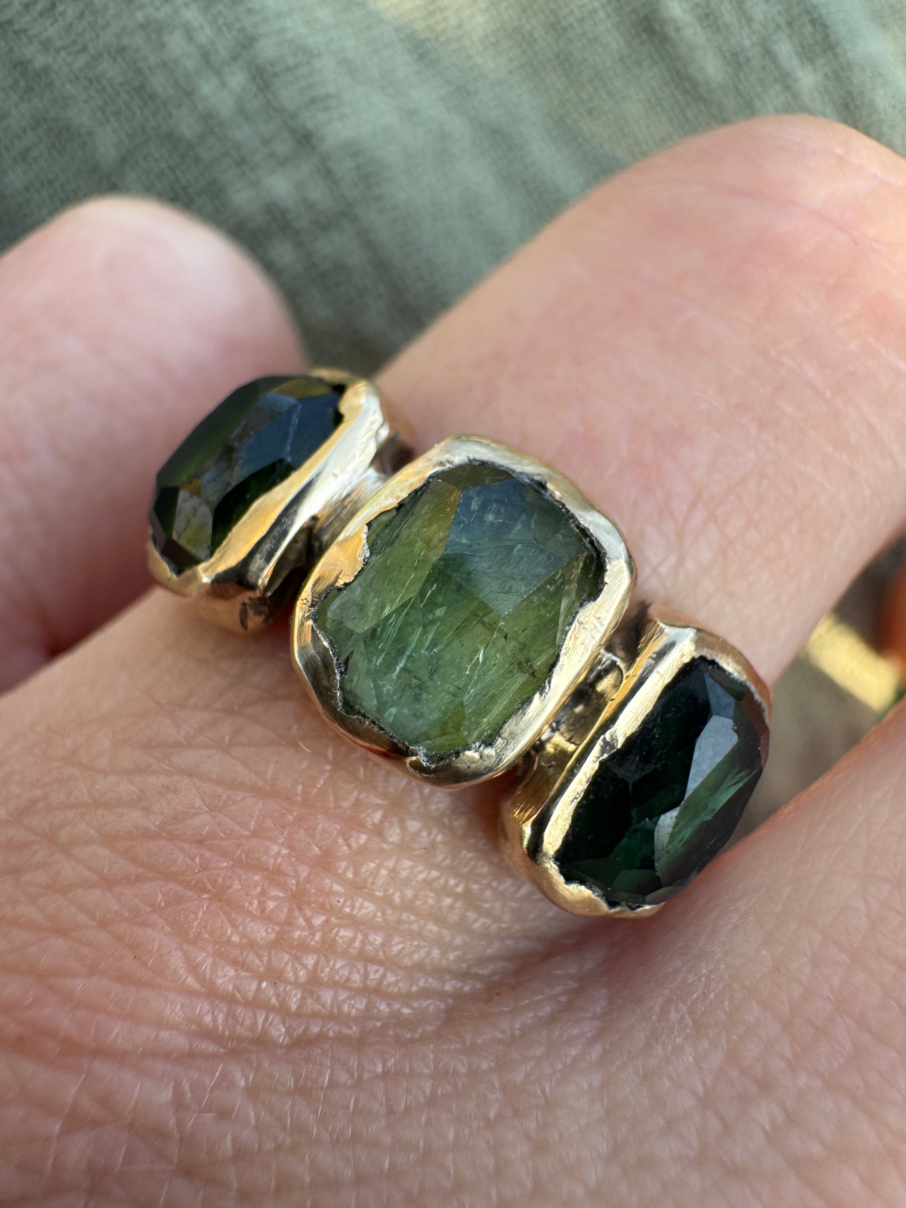 Tourmaline Trio Ring - 9ct