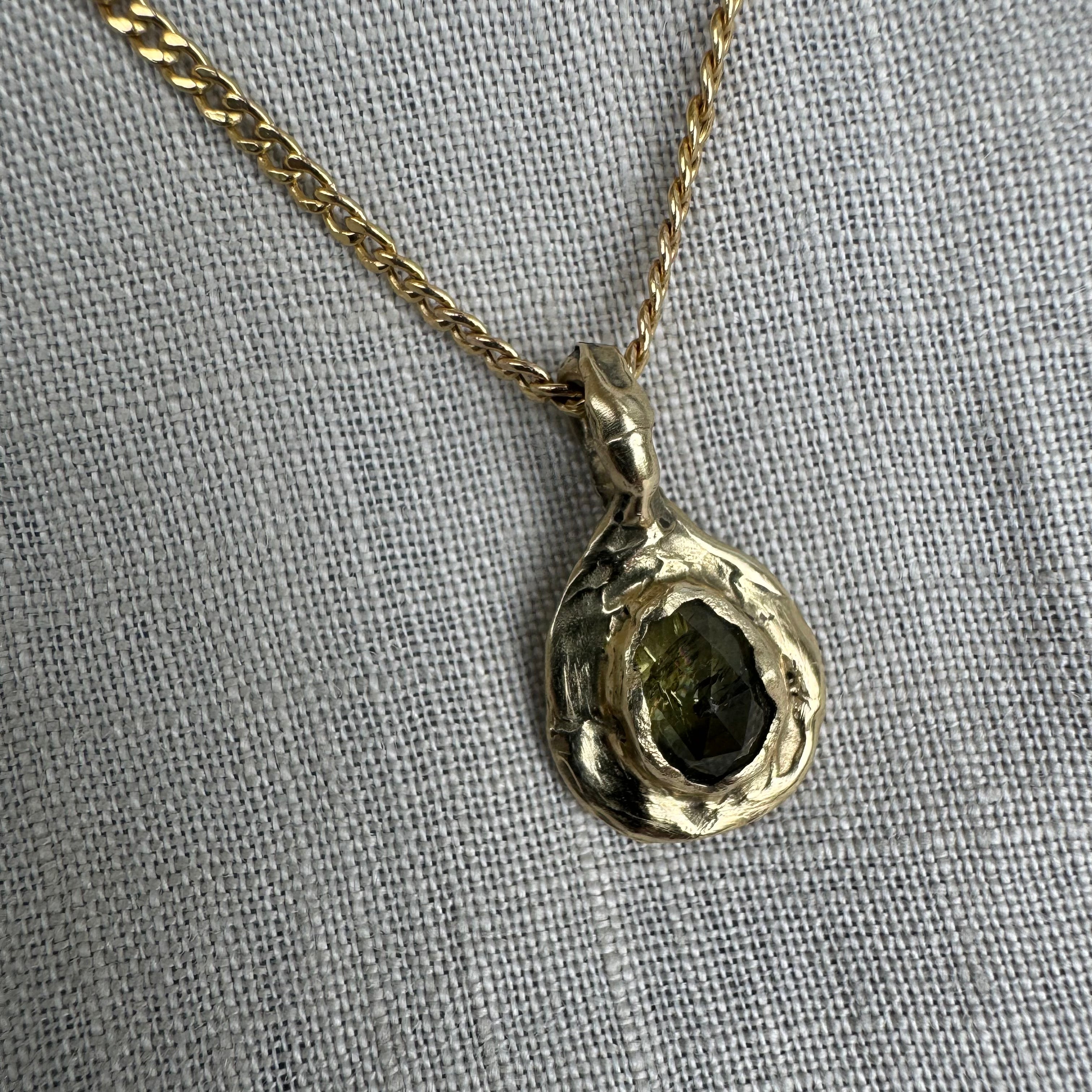 Green Droplet Pendant - 9ct