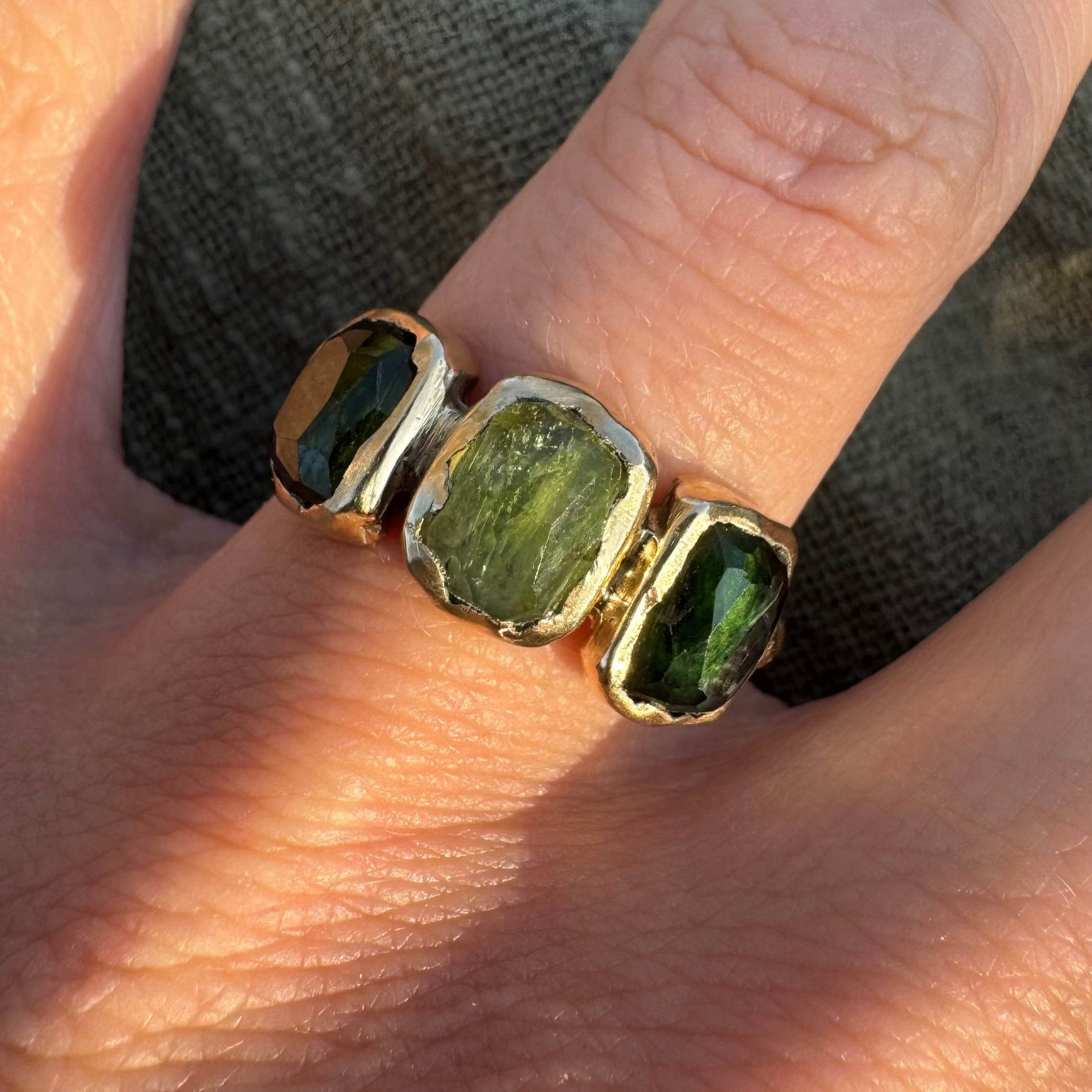 Tourmaline Trio Ring - 9ct